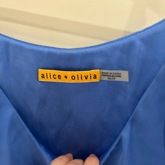 Alice + Olivia blue silk cocktail dress - Picture 2 of 2